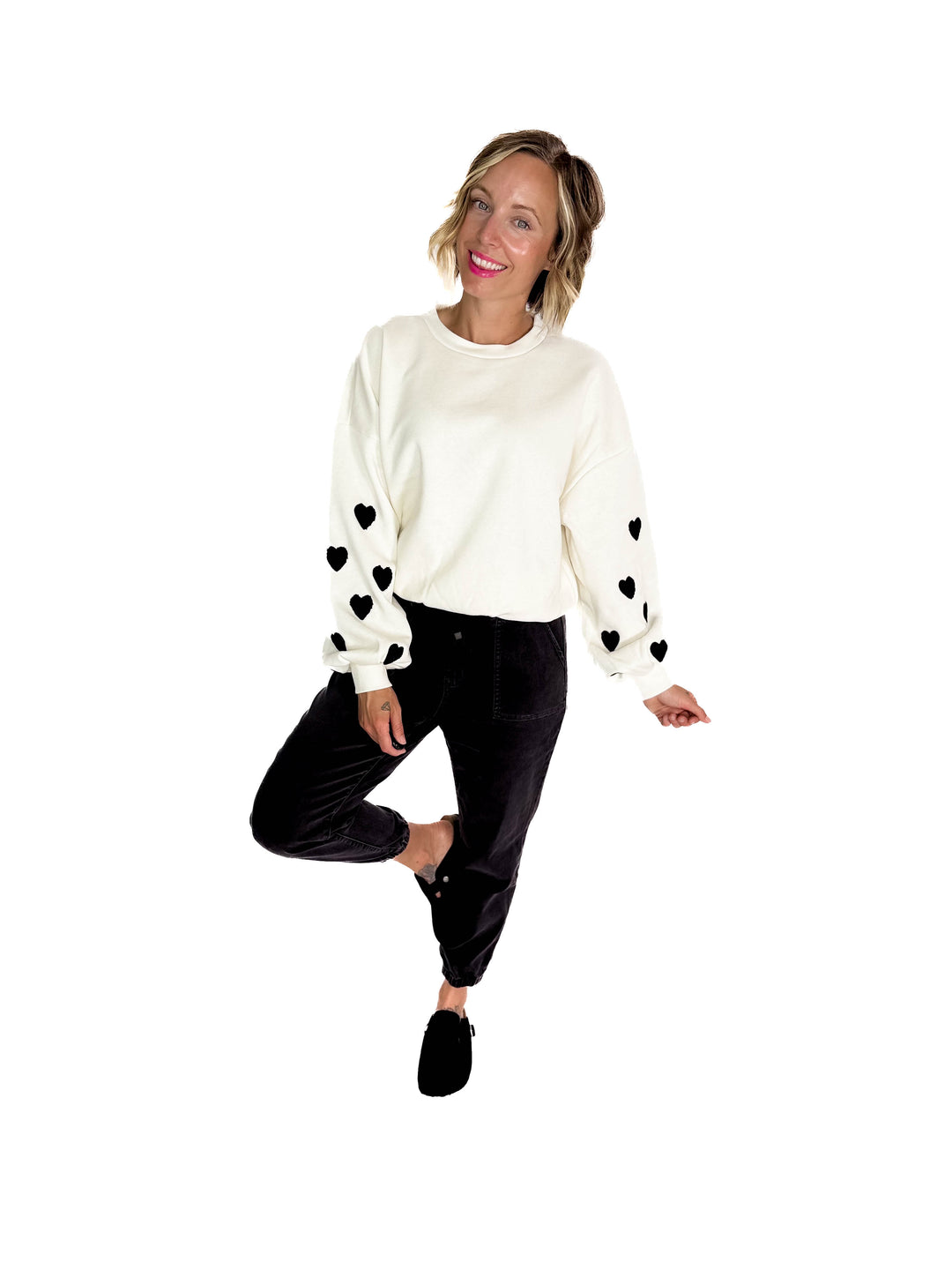 ONLY Macy Hearts Sweatshirt- CLOUD DANCER