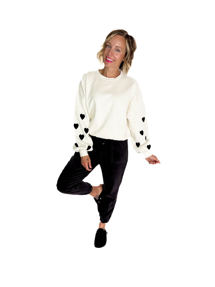 ONLY Macy Hearts Sweatshirt- CLOUD DANCER