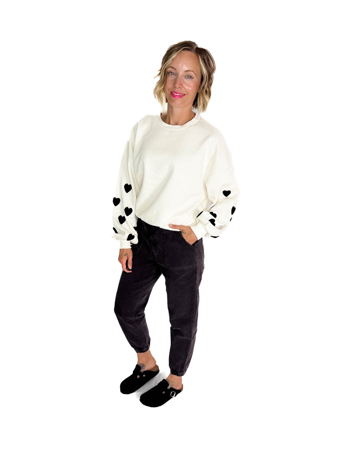 ONLY Macy Hearts Sweatshirt- CLOUD DANCER