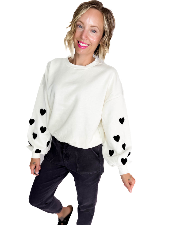 ONLY Macy Hearts Sweatshirt- CLOUD DANCER