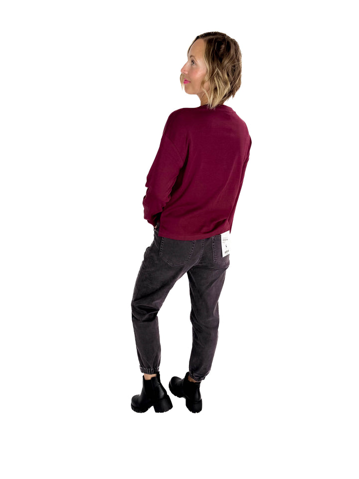 NOISY MAY Organic Cotton Marca Long Sleeve- WINDSOR WINE