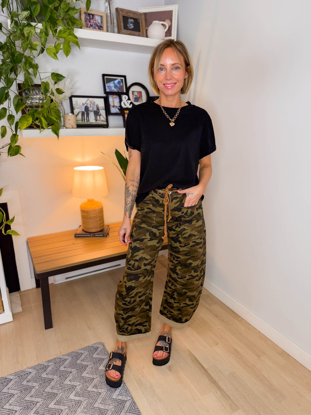 Tali Soft Cotton Blend Short Sleeve Tee- BLACK