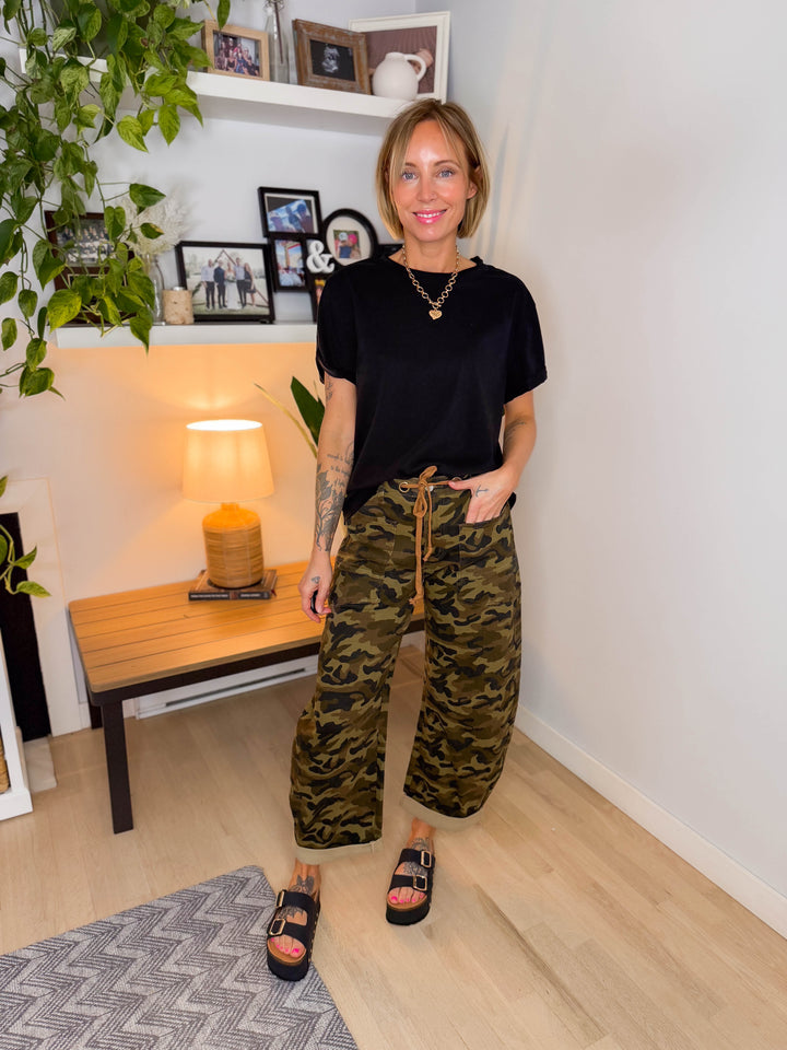 Tali Soft Cotton Blend Short Sleeve Tee- BLACK