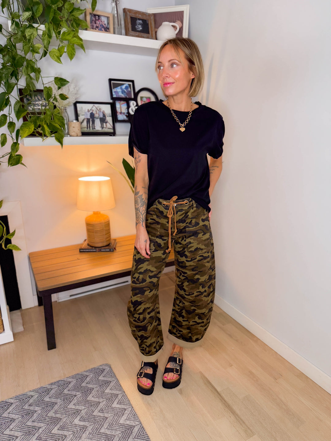 Tali Soft Cotton Blend Short Sleeve Tee- BLACK