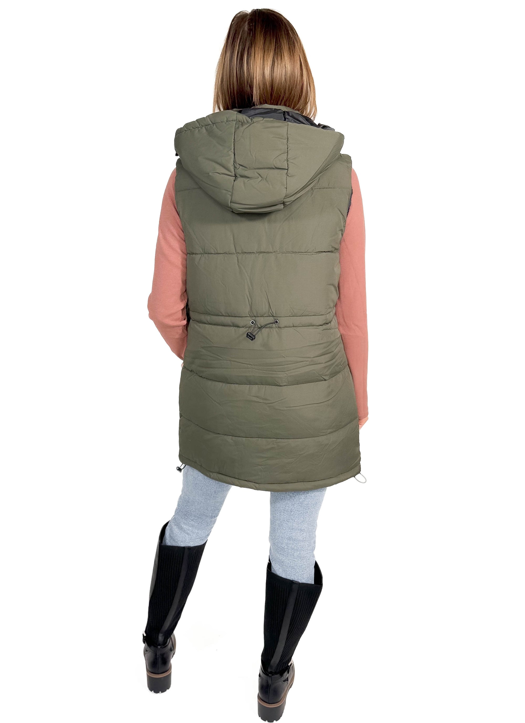 NOISY MAY Aurora Hooded Vest- DUSTY OLIVE-FINAL SALE