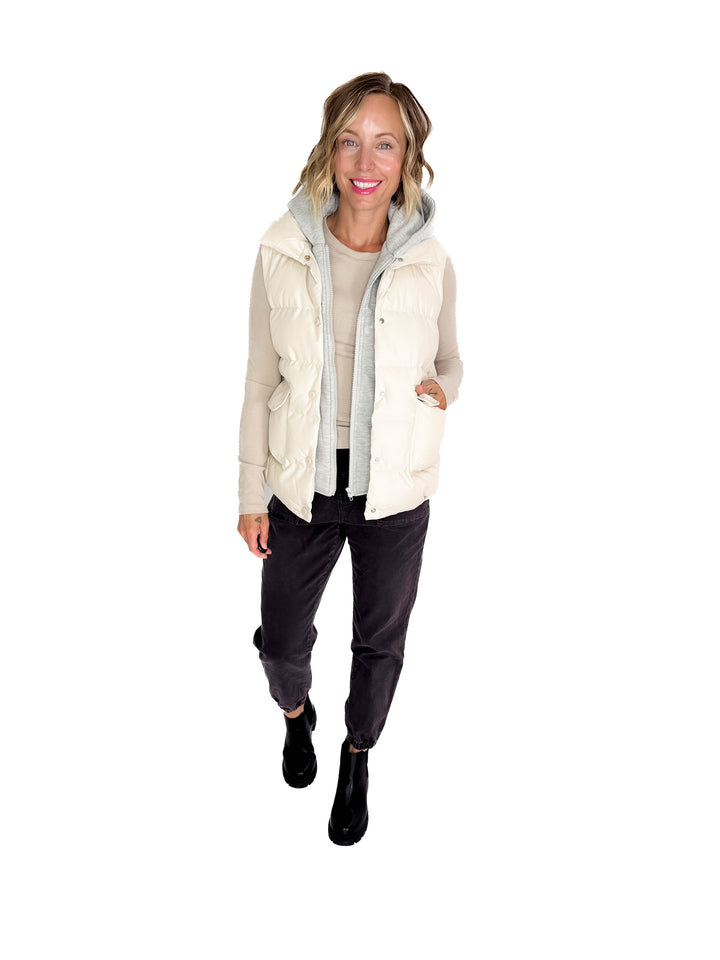 Bradlee Hoodie Vest- BEIGE