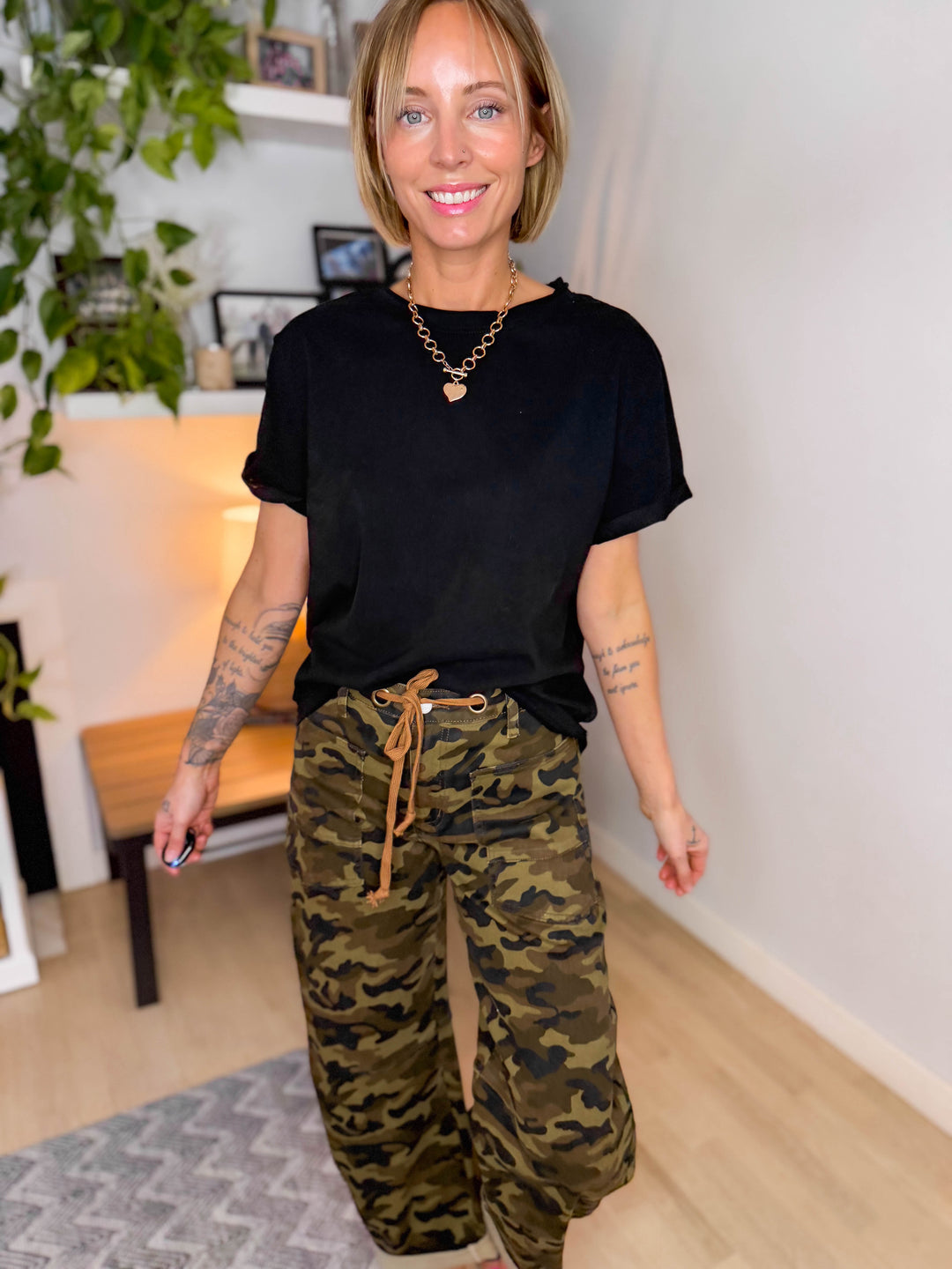 Tali Soft Cotton Blend Short Sleeve Tee- BLACK