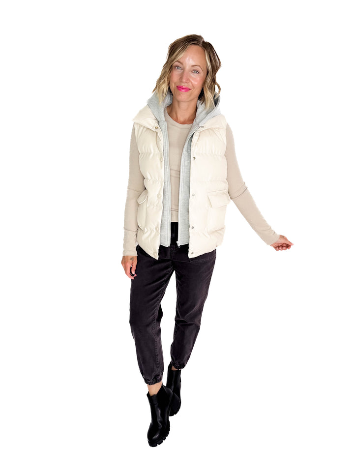 Bradlee Hoodie Vest- BEIGE