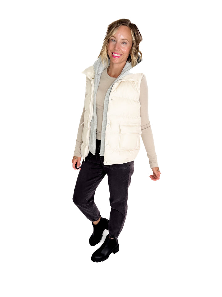 Bradlee Hoodie Vest- BEIGE