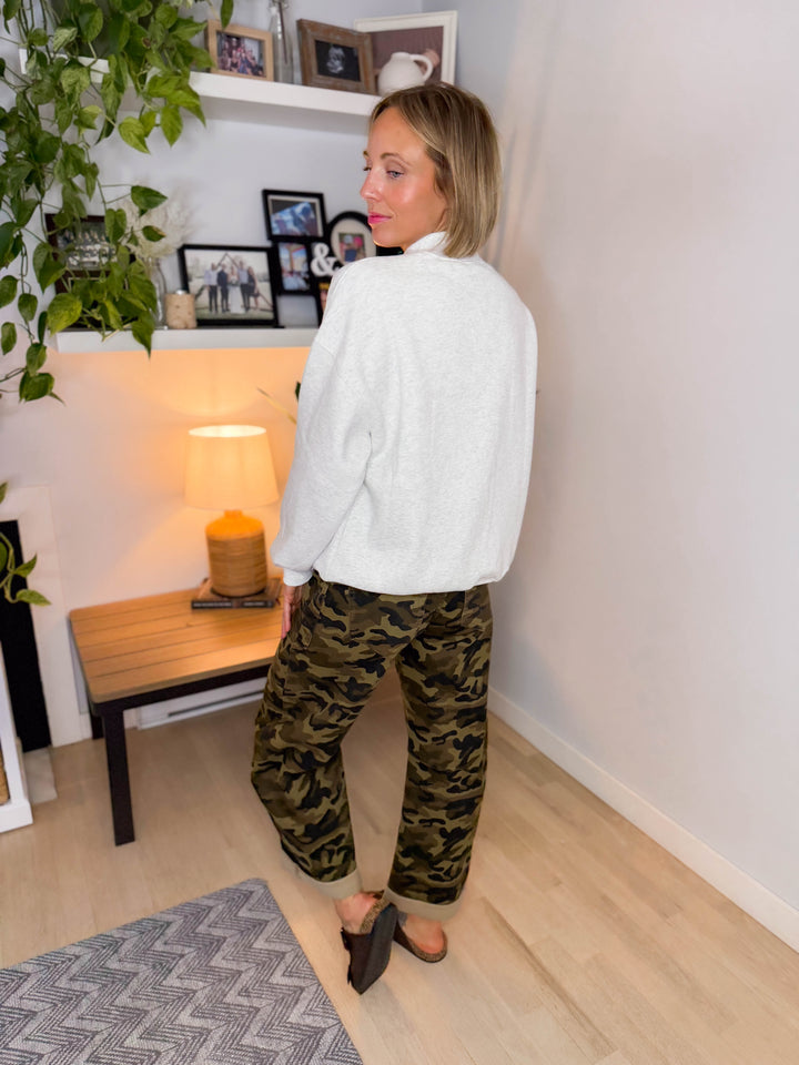 Pearla Mock Neck Sweater- LIGHT HEATHER GREY