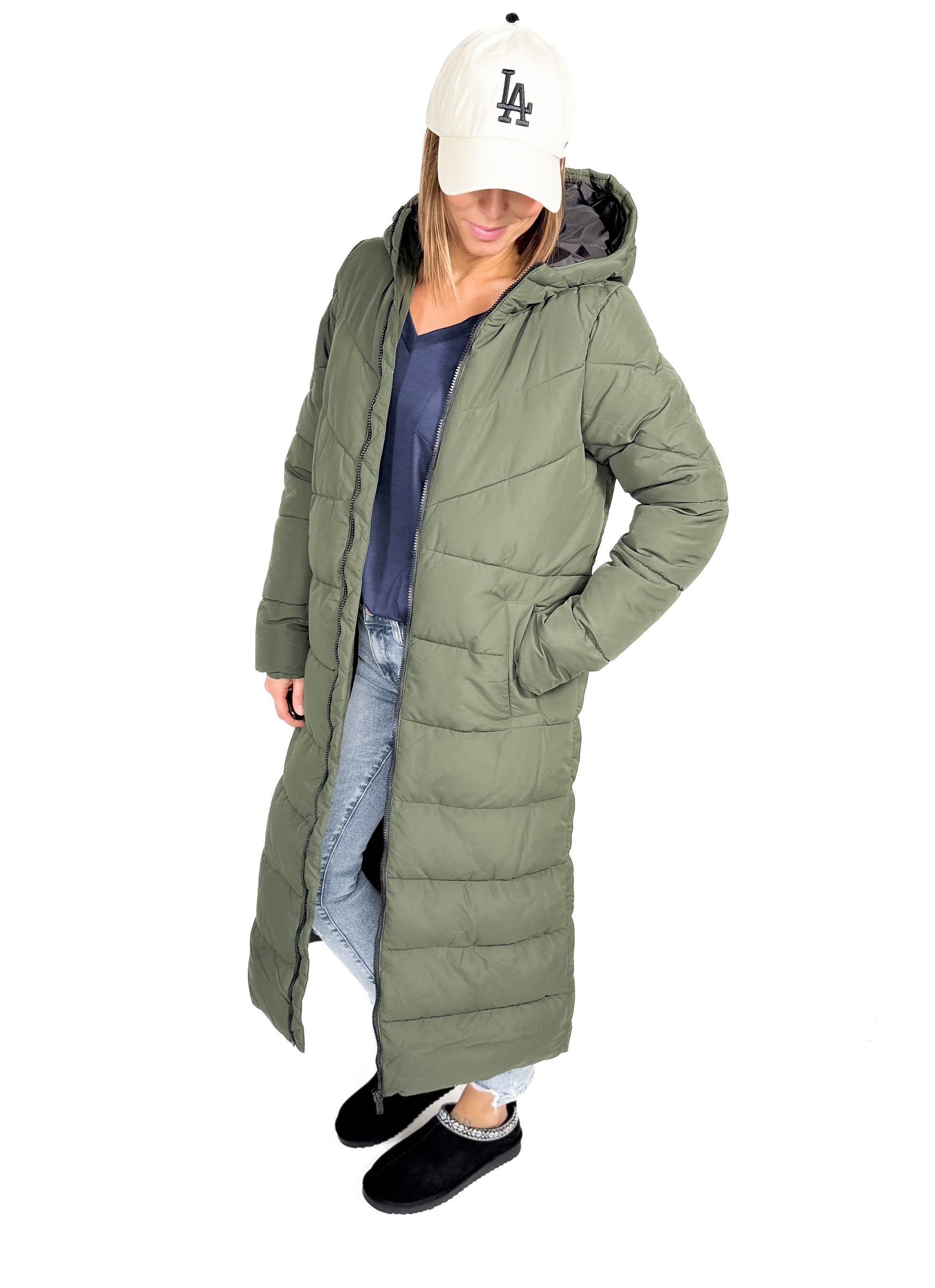 NOISY MAY Dalcon X-Long Coat- DEEP GREEN-FINAL SALE