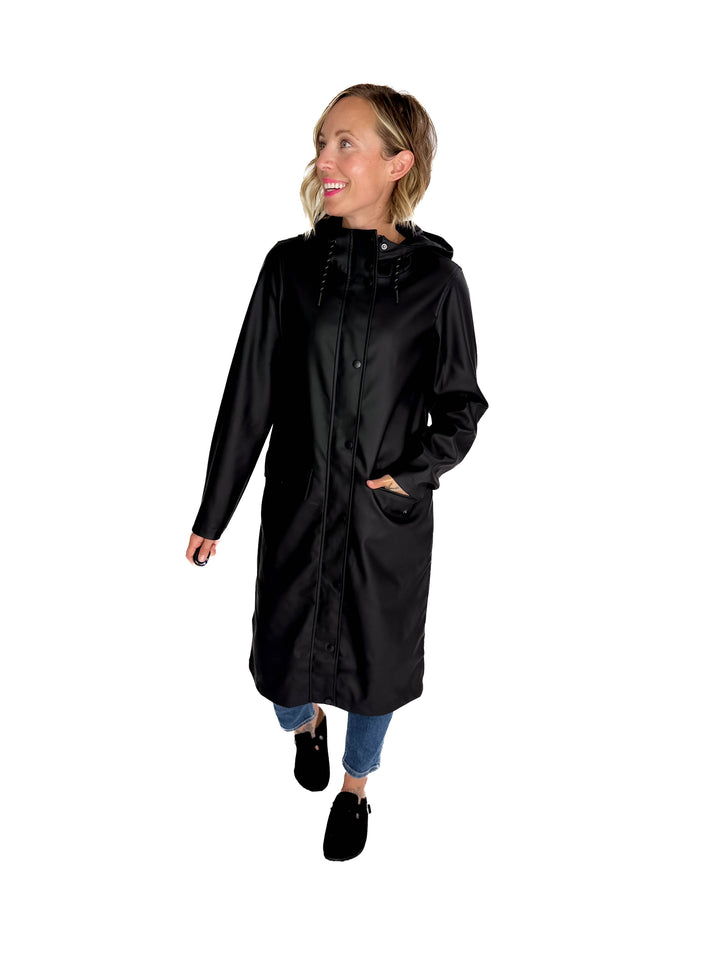 VERO MODA Sitka Longline Rain Jacket- BLACK