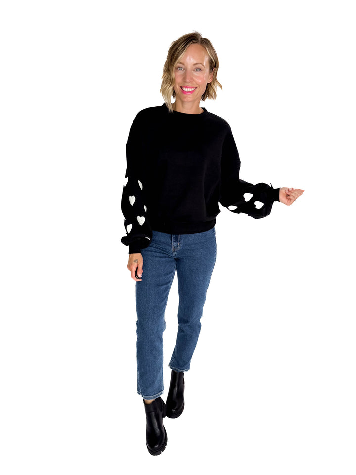 ONLY Macy Hearts Sweatshirt- BLACK