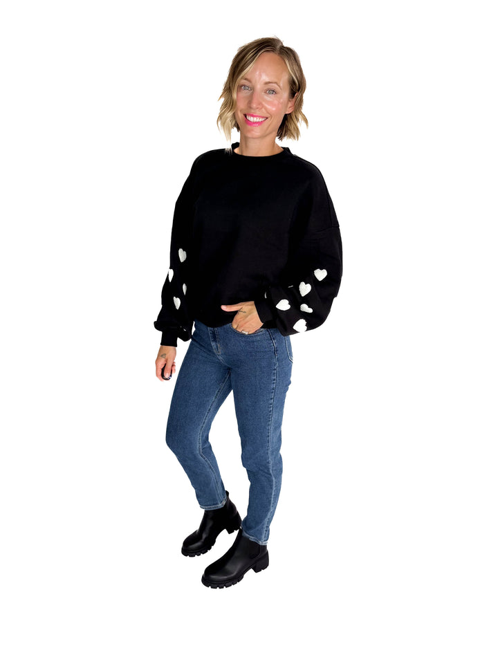 ONLY Macy Hearts Sweatshirt- BLACK