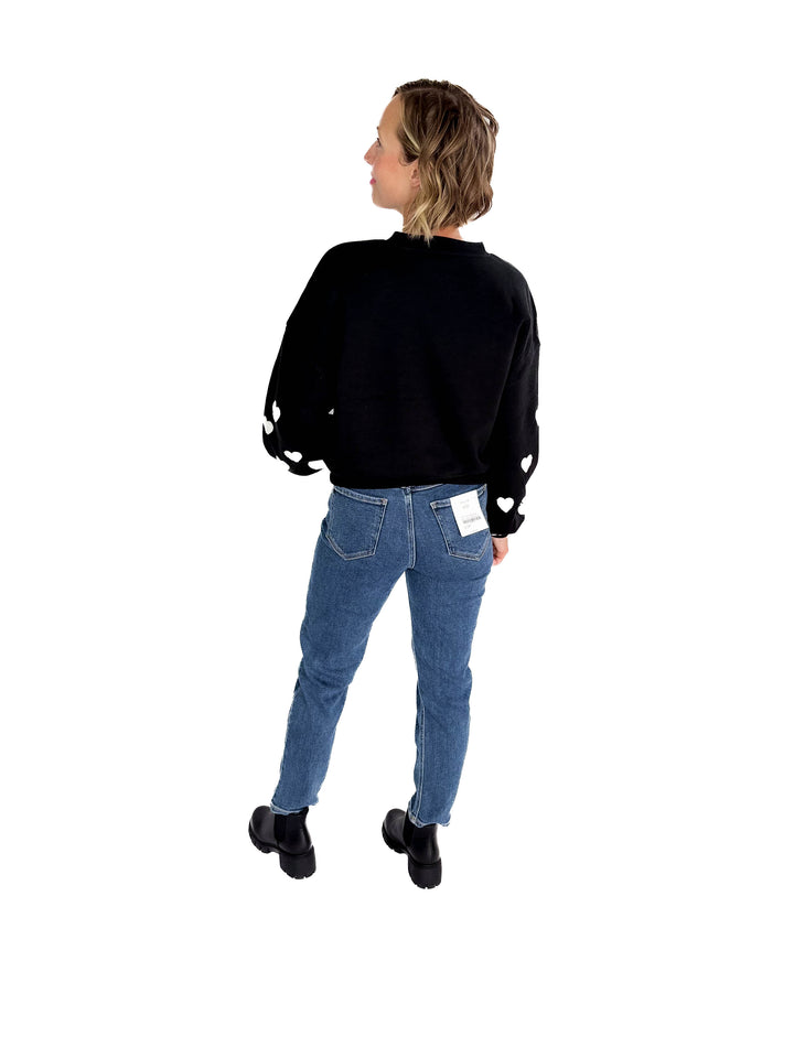 ONLY Macy Hearts Sweatshirt- BLACK