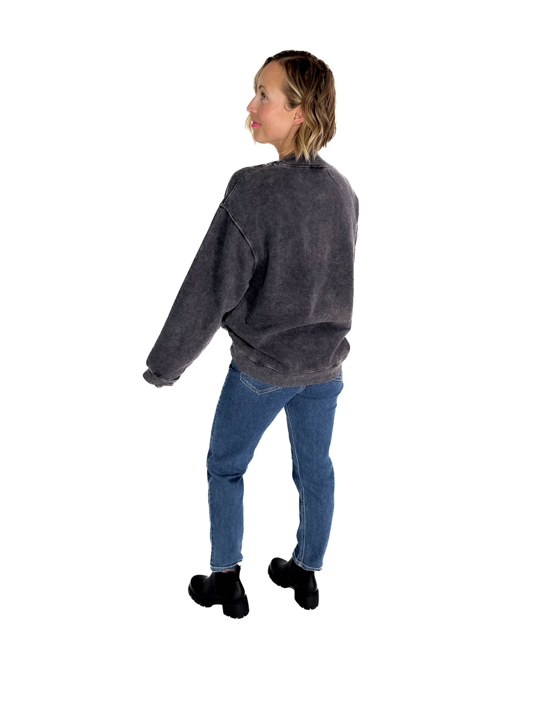 Nantucket Salt Wash Mock-Neck Pullover- SMOKE