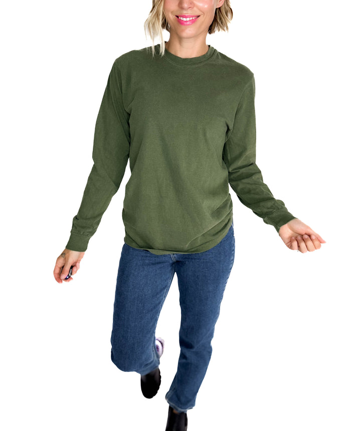 T+G Classic Washed Cotton Long Sleeve- HEMP
