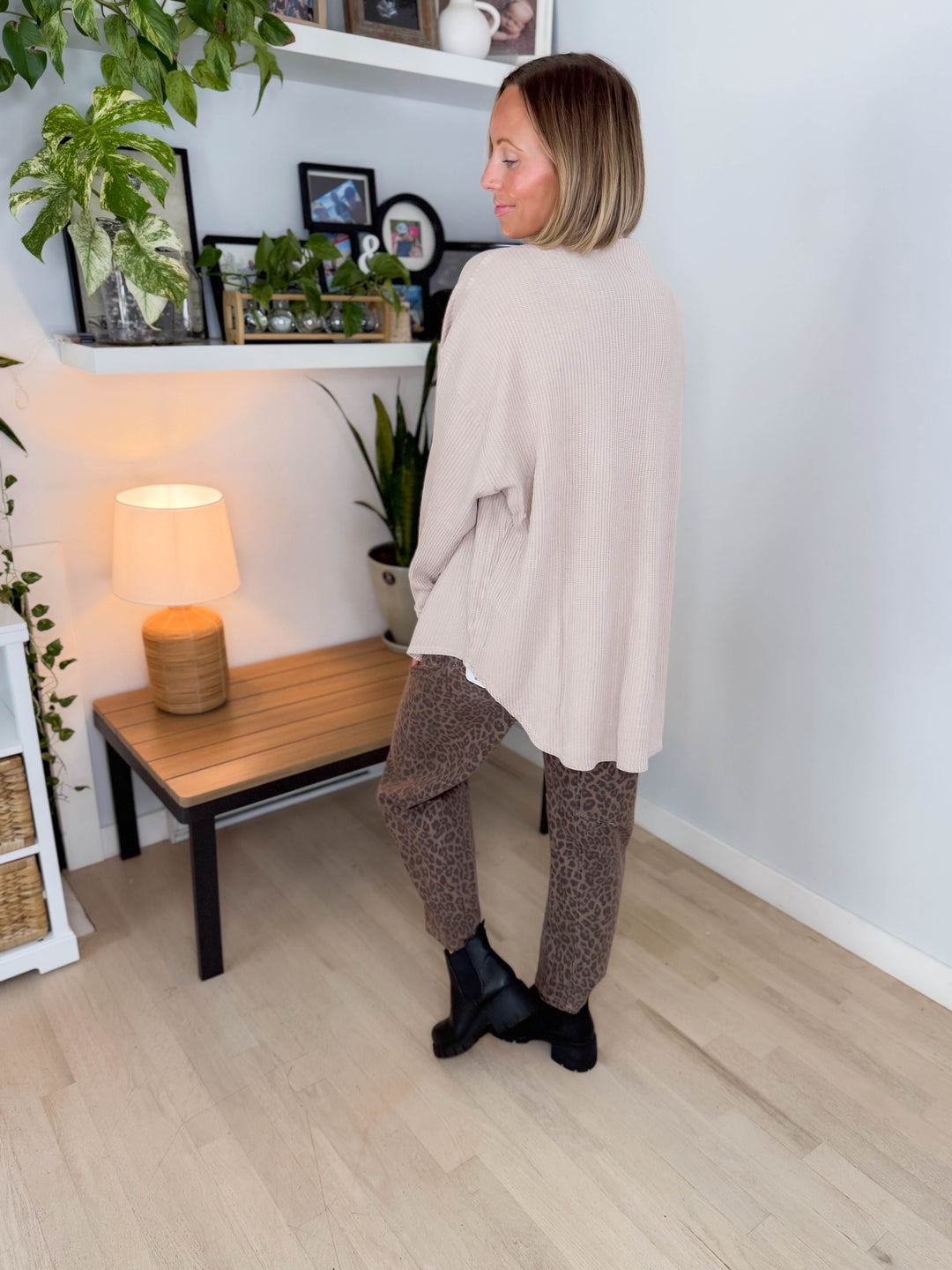 Ivy Waffle Shacket- DARK TAUPE