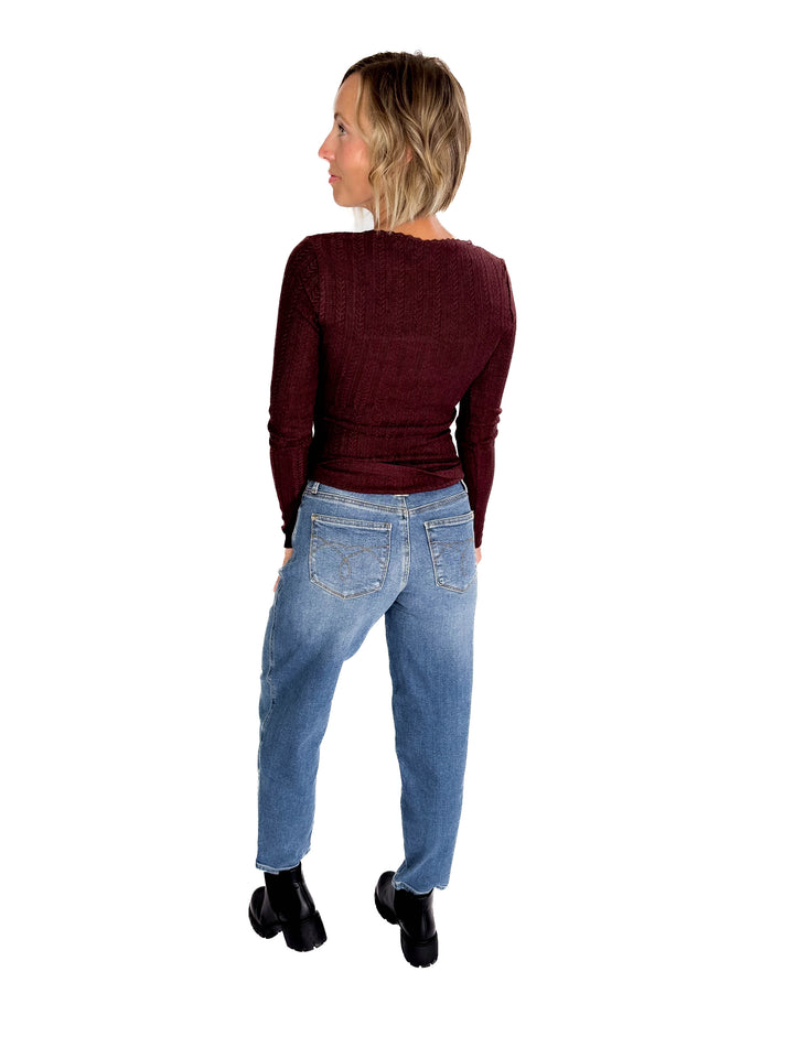 JUDY BLUE Gigi High Waist Barrel Jean- DARK DENIM