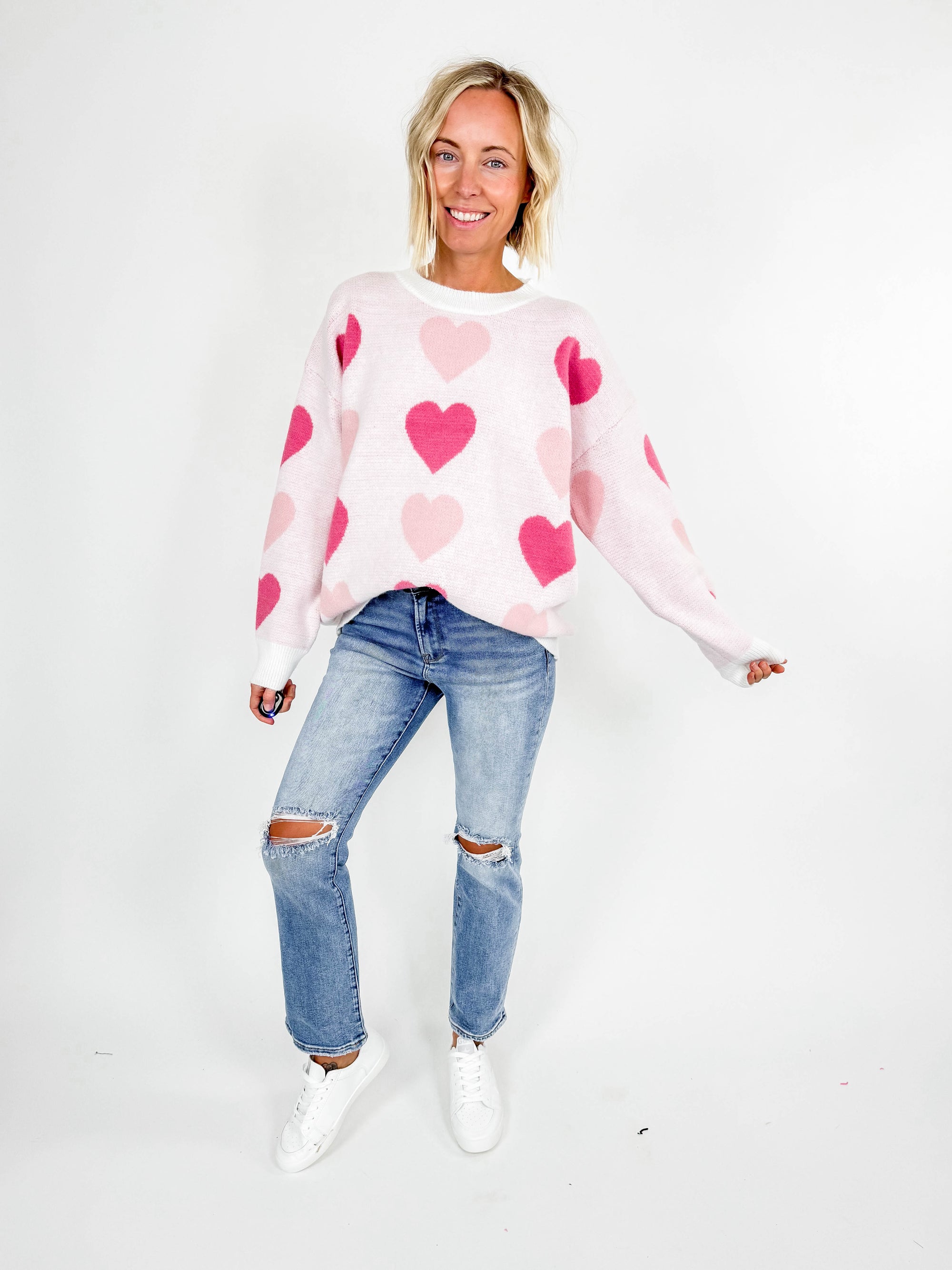 Sweet As Candy Sweater- PINK/WHITE