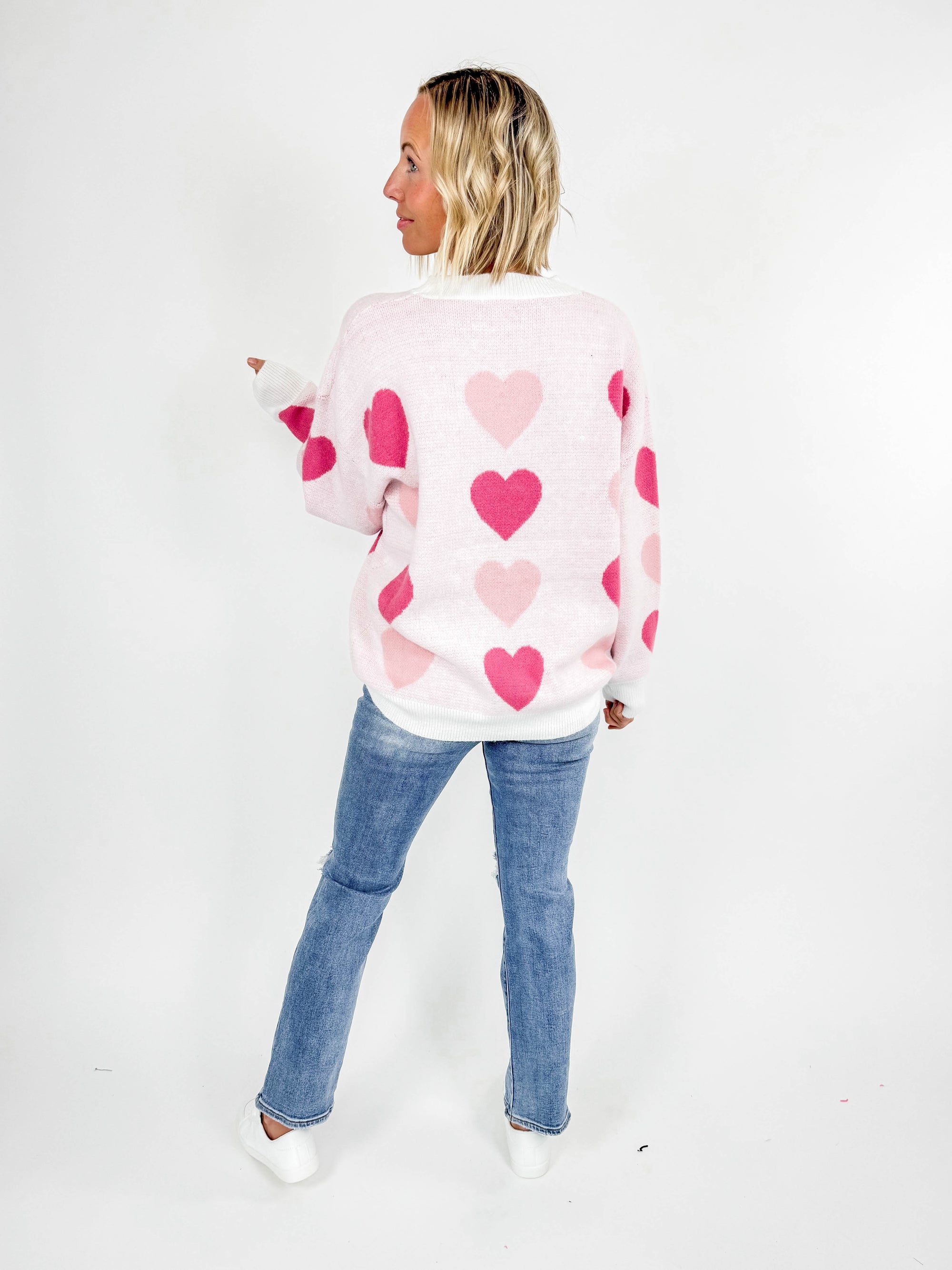 Sweet As Candy Sweater- PINK/WHITE-FINAL SALE