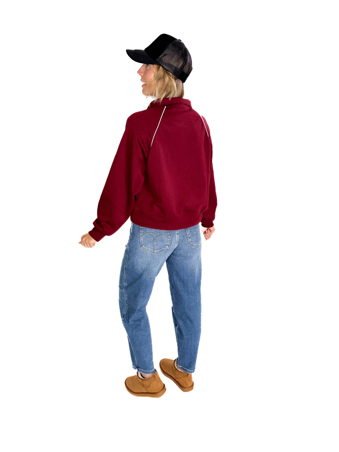 Adriana Scuba 1/2 Zip- BURGUNDY