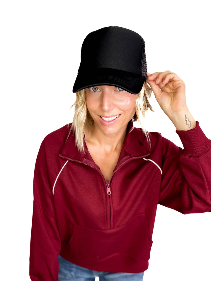 Classic Mesh Back Trucker Hat- BLACK