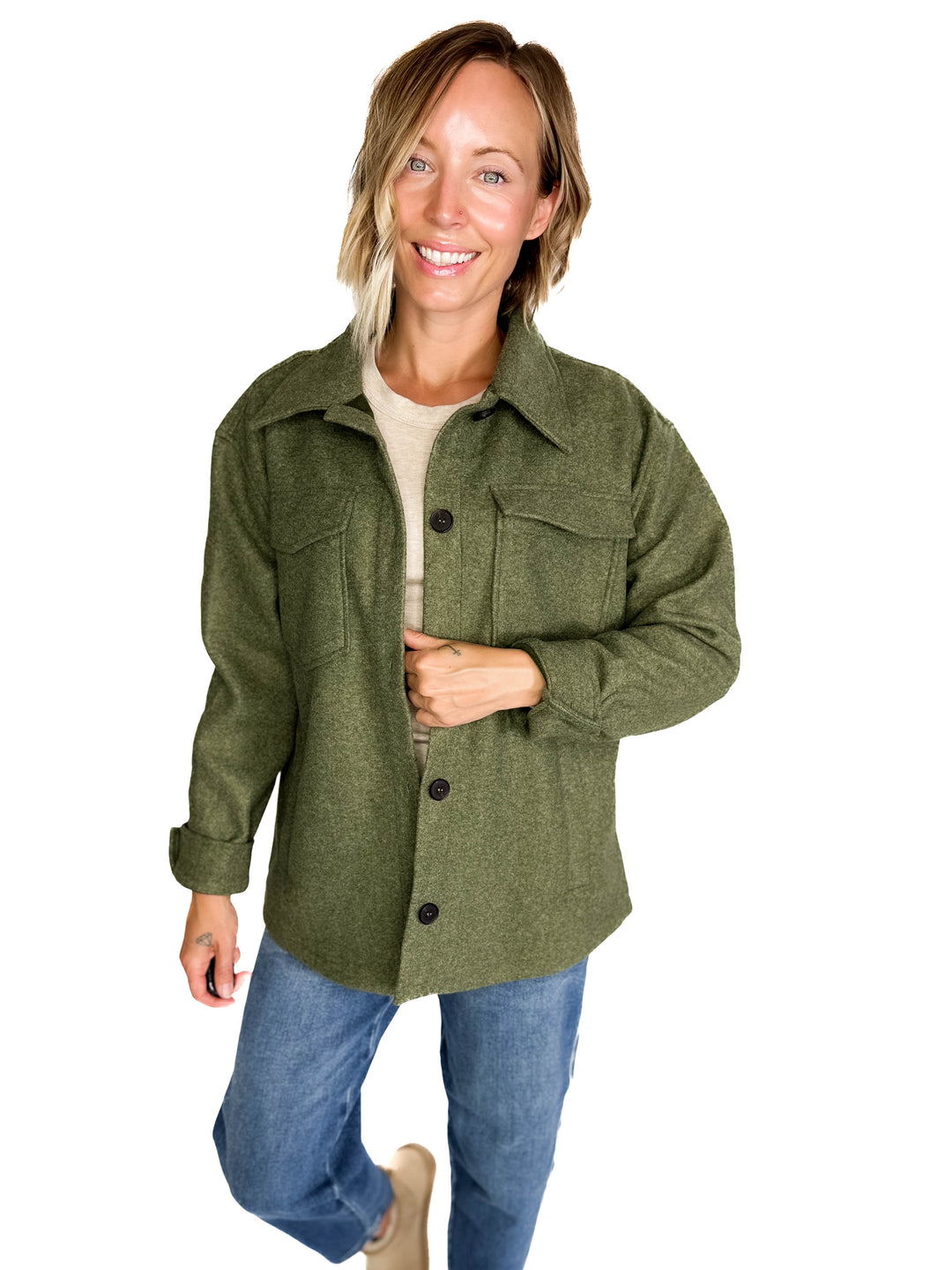Rainier Classic Shacket- OLIVE