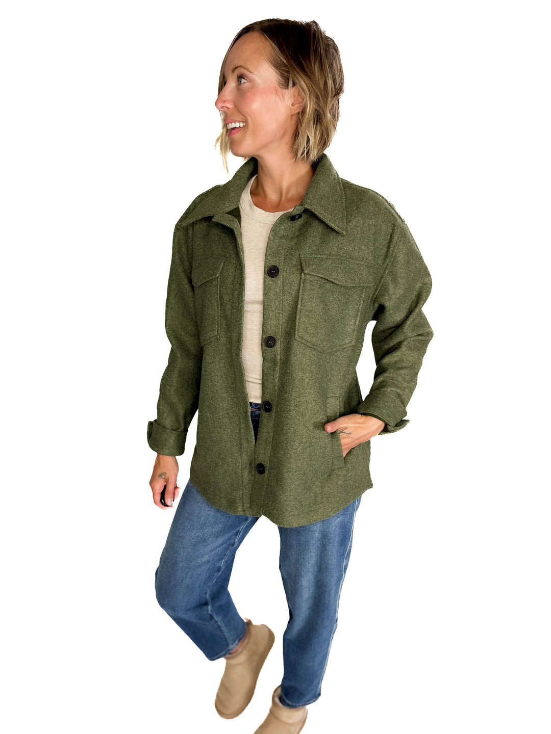 Rainier Classic Shacket- OLIVE