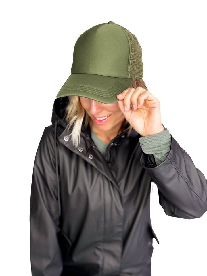 Classic Mesh Back Trucker Hat- ARMY GREEN