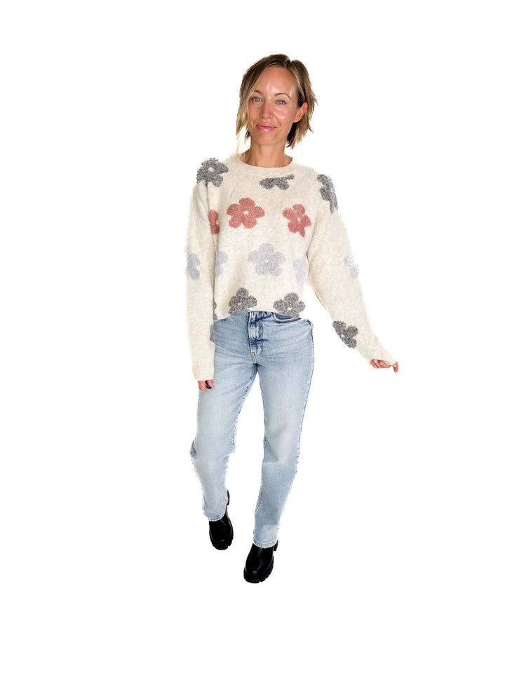 Blossom Flower Sweater- BEIGE