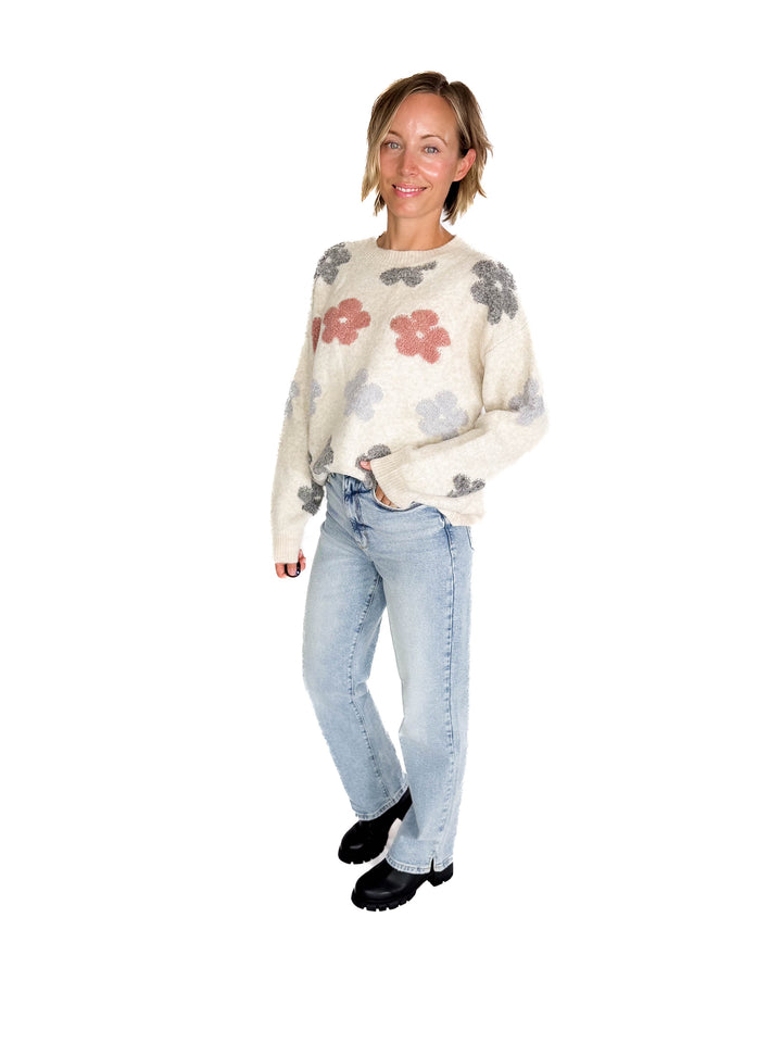 Blossom Flower Sweater- BEIGE