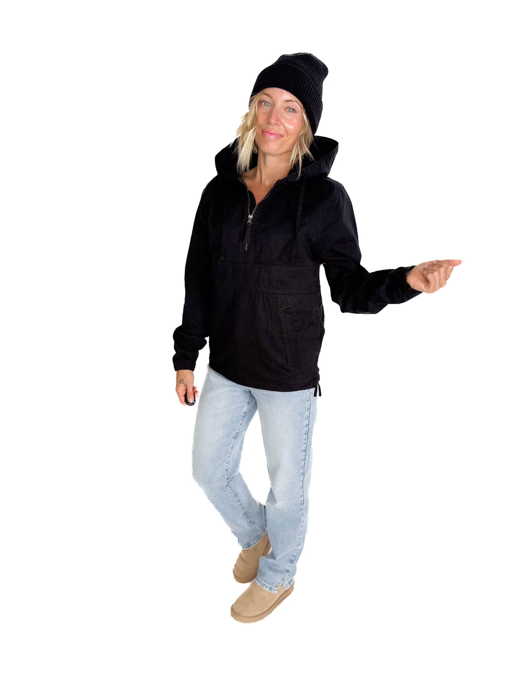 Bex Denim Hoodie Jacket- BLACK
