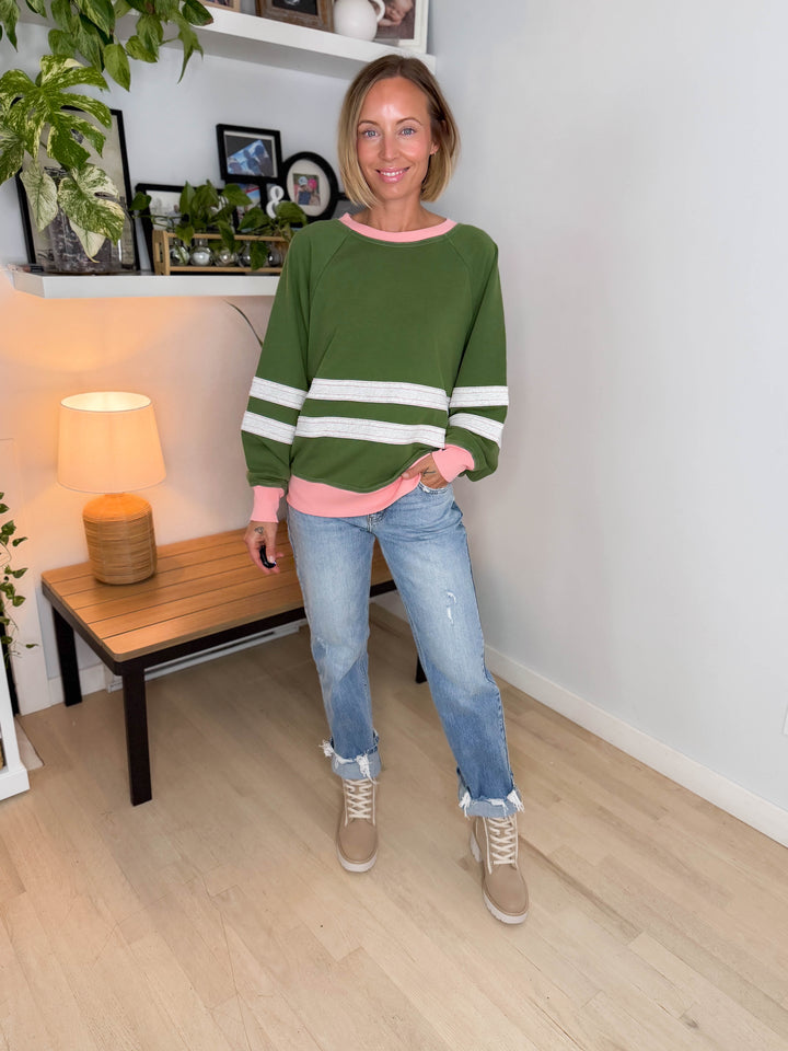 Andie Mineral Washed Pullover- MATCHA