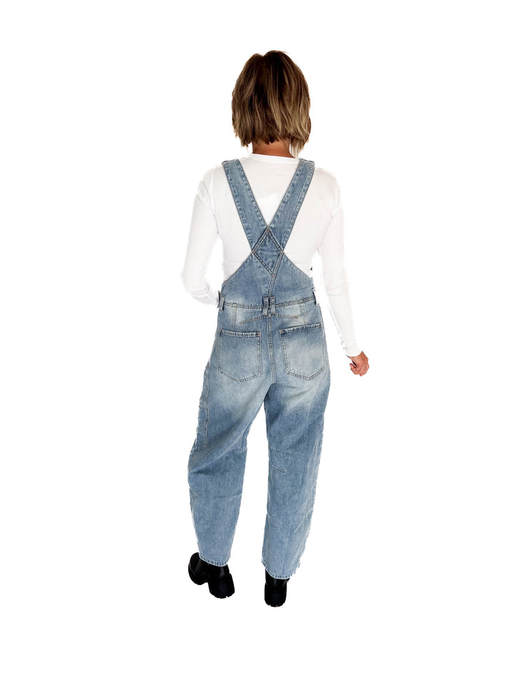 Tiffany Denim Barrel Overalls- LIGHT WASH