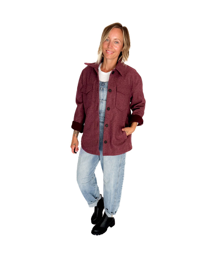Rainier Classic Shacket- BURGUNDY