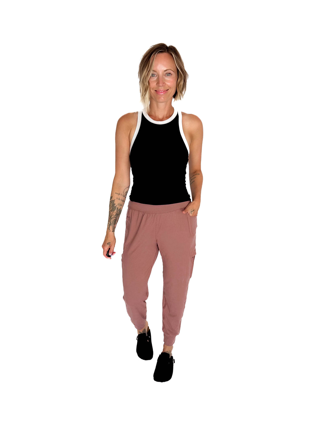 Elle Butter Colour Contrast Butter Tank- BLACK/WHITE