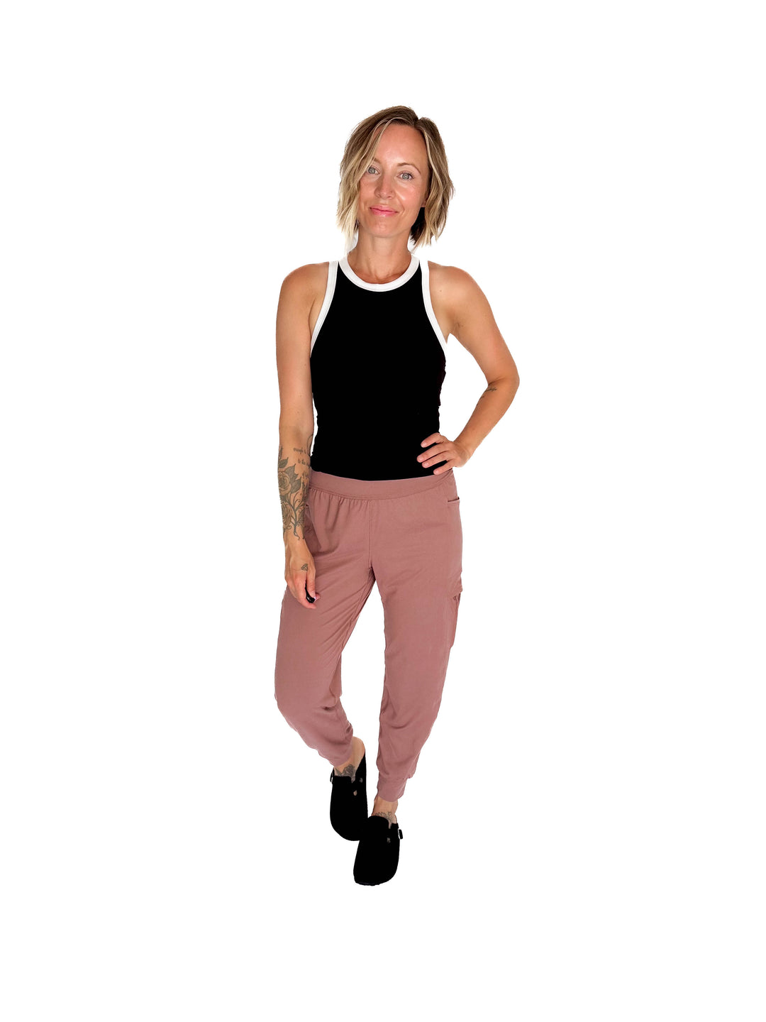 Elle Butter Colour Contrast Butter Tank- BLACK/WHITE