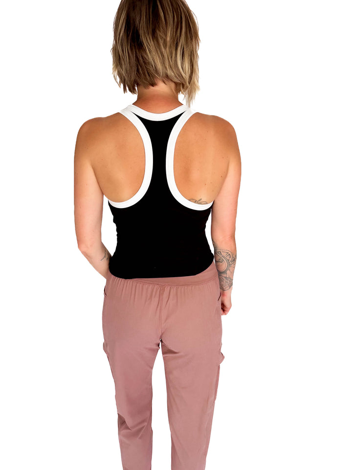 Elle Butter Colour Contrast Butter Tank- BLACK/WHITE