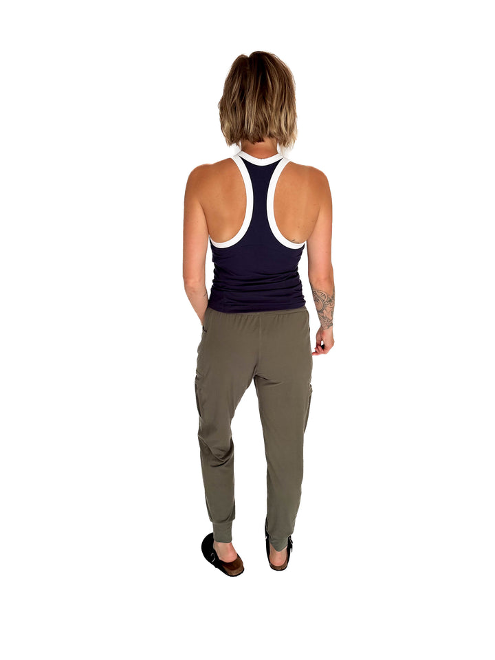 Elle Butter Colour Contrast Butter Tank- NAVY/WHITE