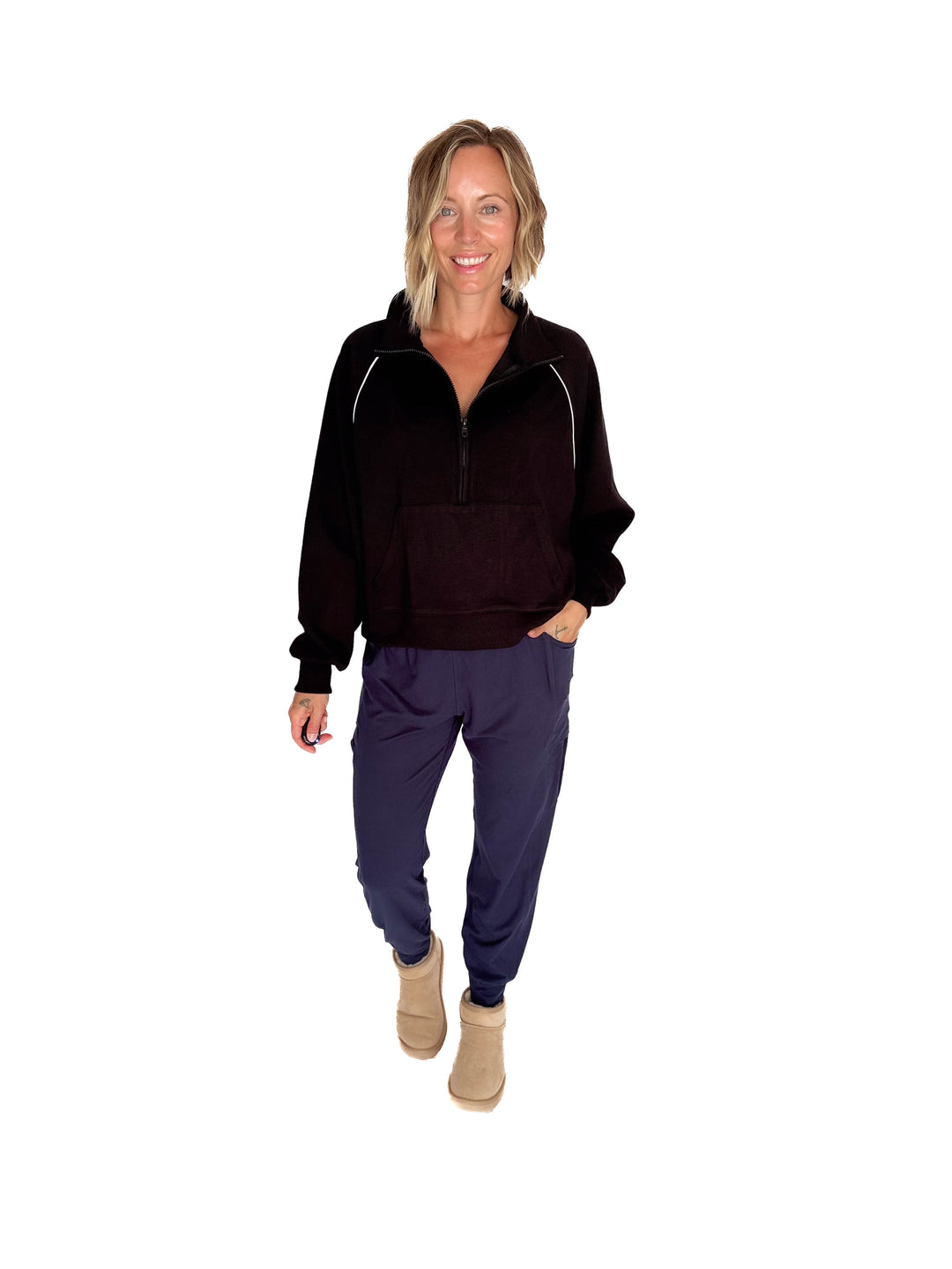 Adriana Scuba 1/2 Zip- BLACK