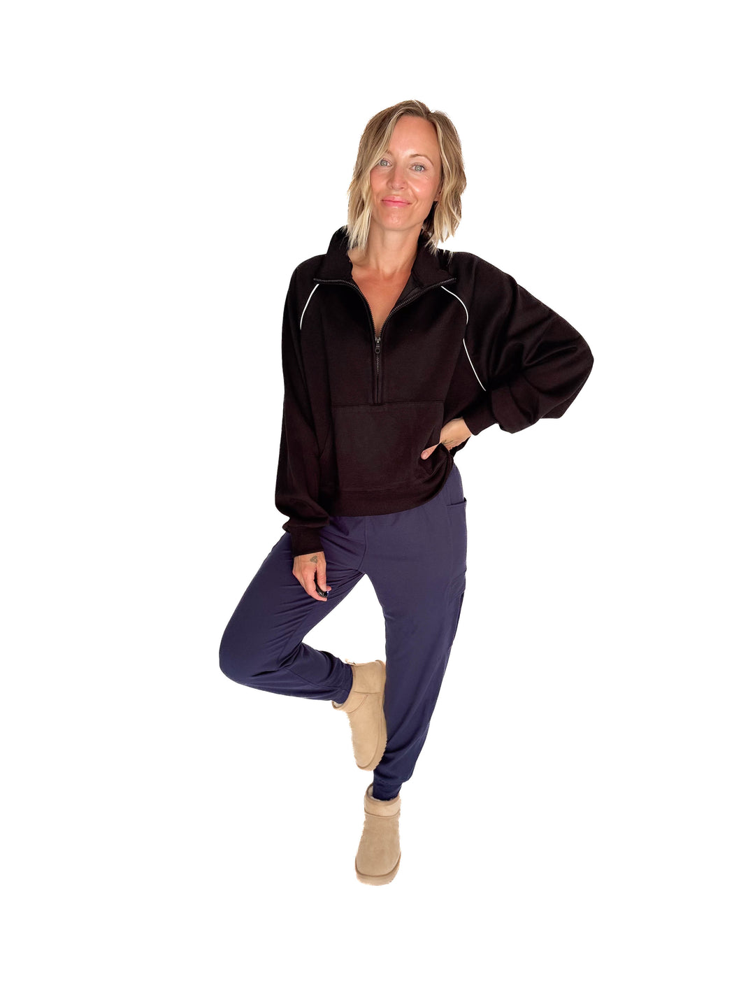 Adriana Scuba 1/2 Zip- BLACK