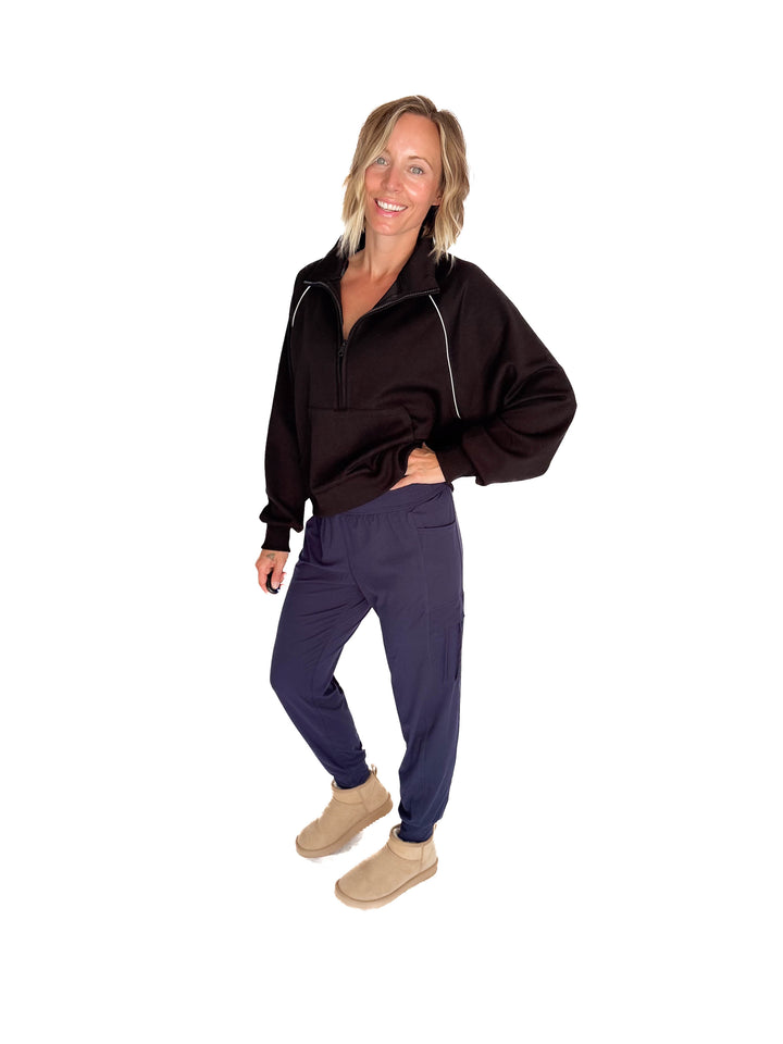 Adriana Scuba 1/2 Zip- BLACK
