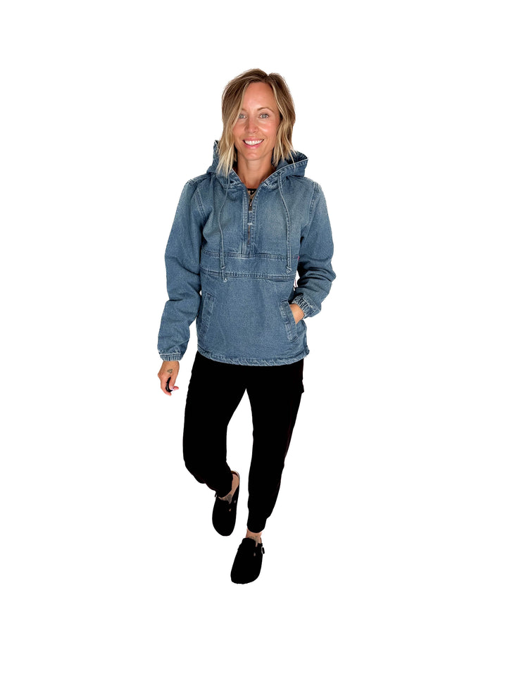Bex Denim Hoodie Jacket- MED/LIGHT WASH