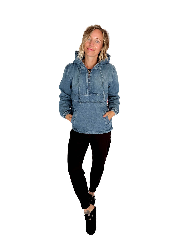 Bex Denim Hoodie Jacket- MED/LIGHT WASH