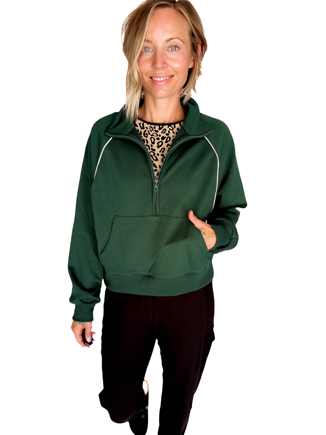 Adriana Scuba 1/2 Zip- GREEN