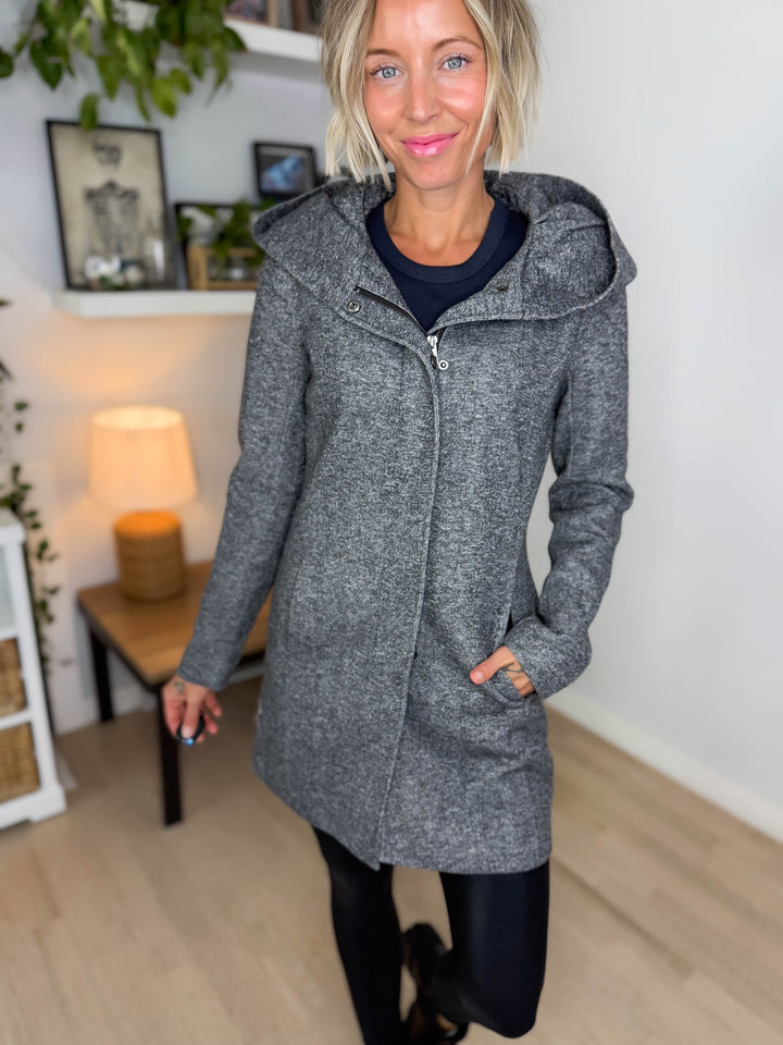 Only Alison Hooded Coat- GREY MELANGE