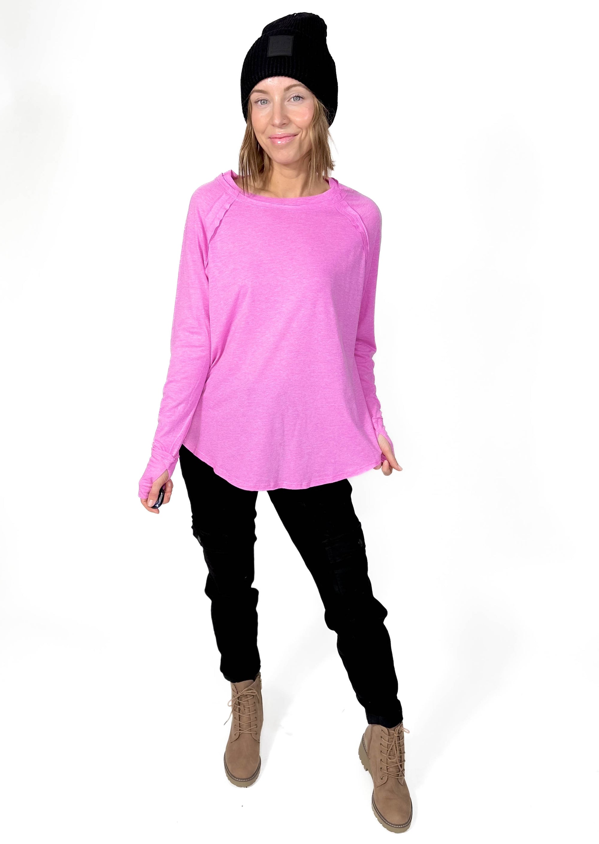 Sterling Raglan Thumbhole Long Sleeve- HTHR MAUVE