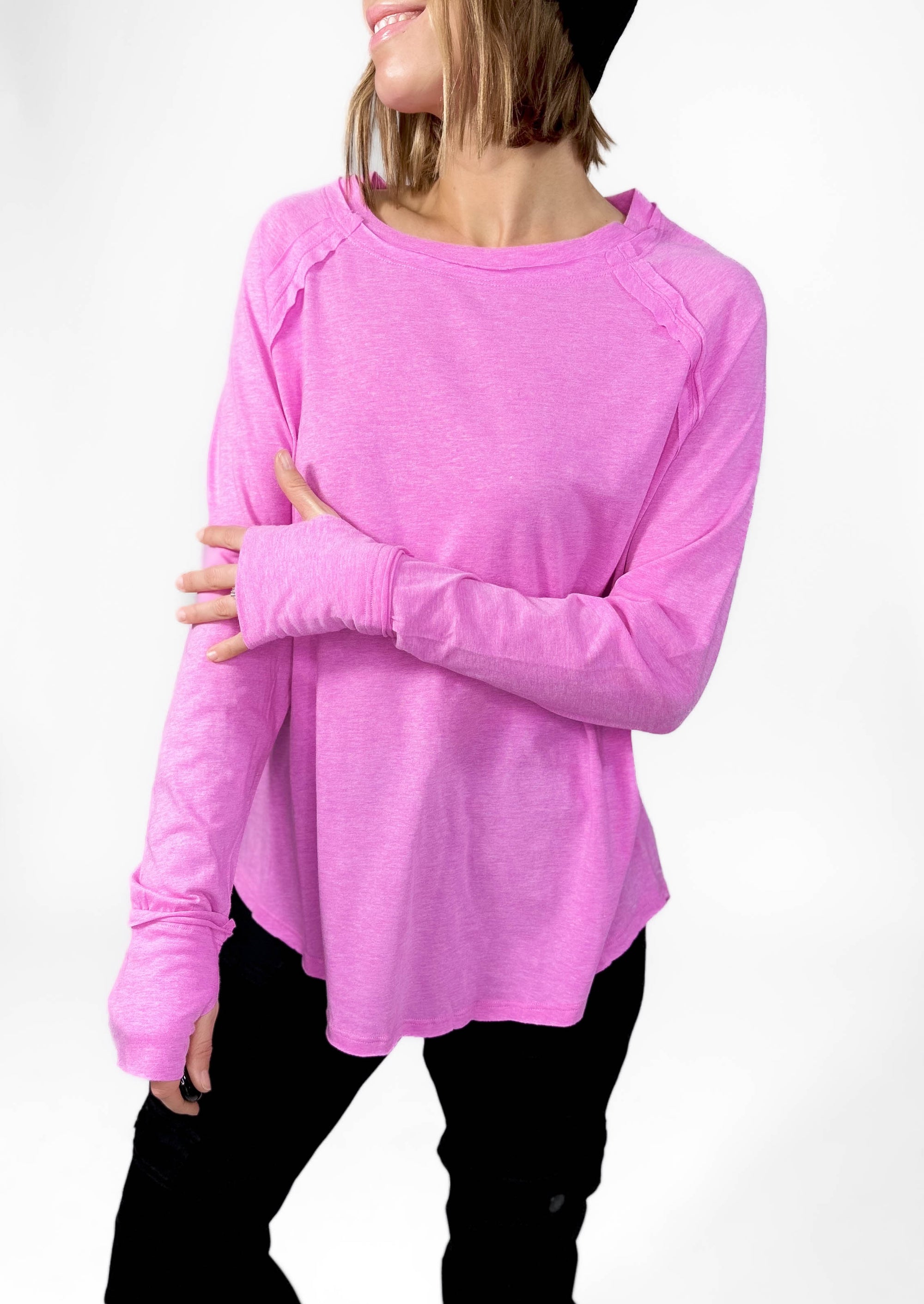 Sterling Raglan Thumbhole Long Sleeve- HTHR MAUVE