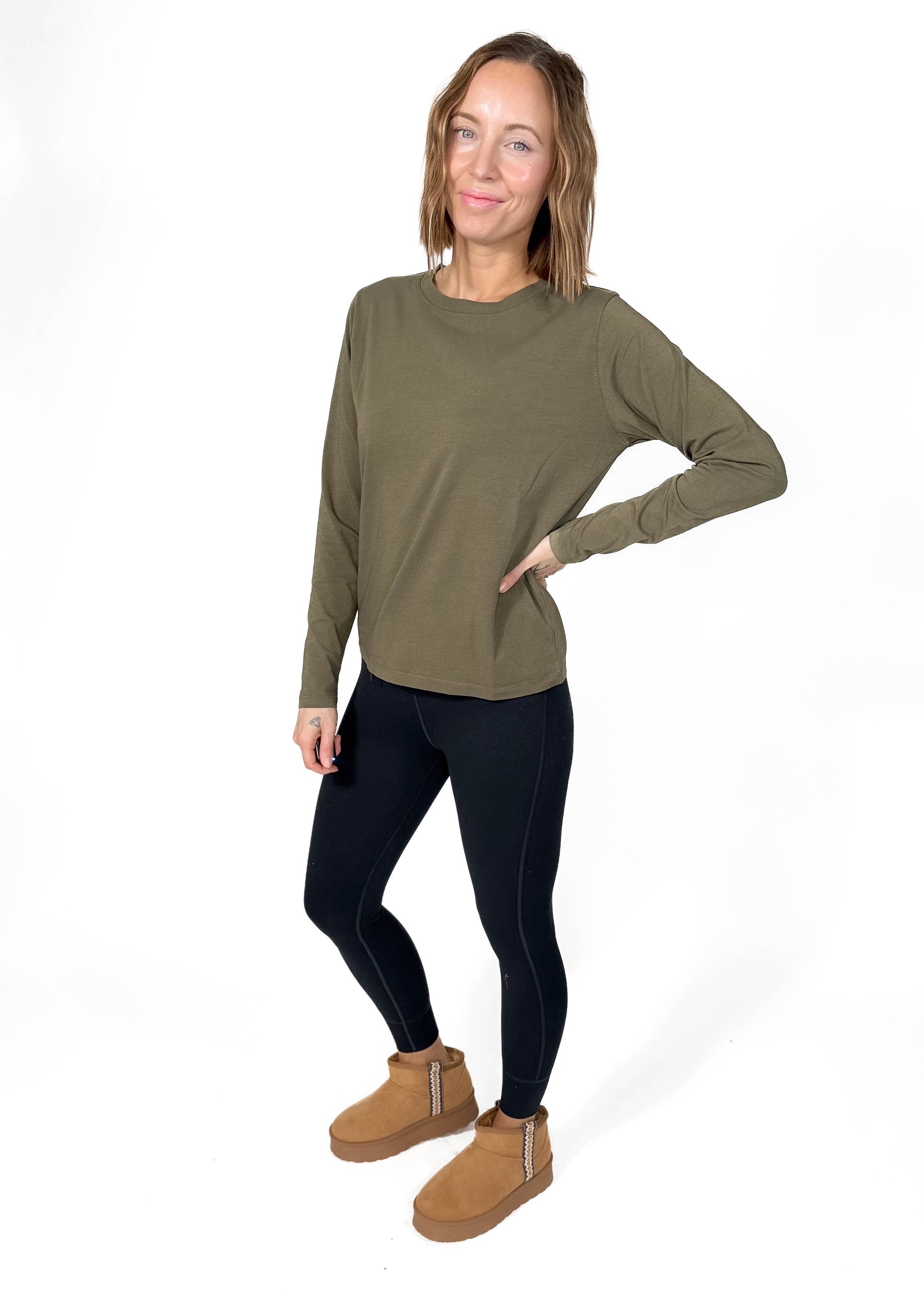 MONO B Scottie Pima Cotton Long Sleeve- IVY GREEN